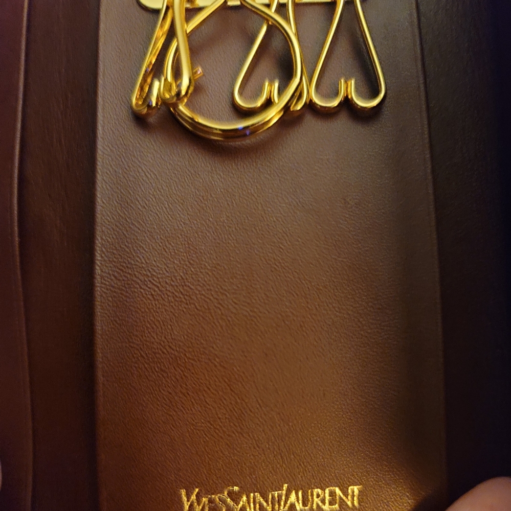 SAINT LAURENT key case YSL logo Bordeaux leather/ Pristine - Picture 7 of 7